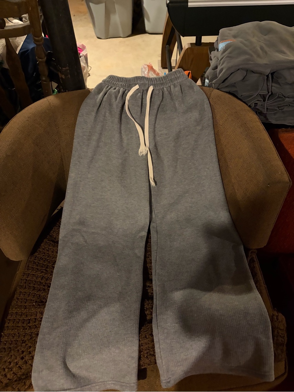 Gray Lounge Sweatpants with Drawstring